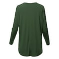 thumbnail image 3 of A2Y Women's Premium Solid Long Sleeve Dolphin Hem Shell Button Henley Top Shirt Army Green S, 3 of 6
