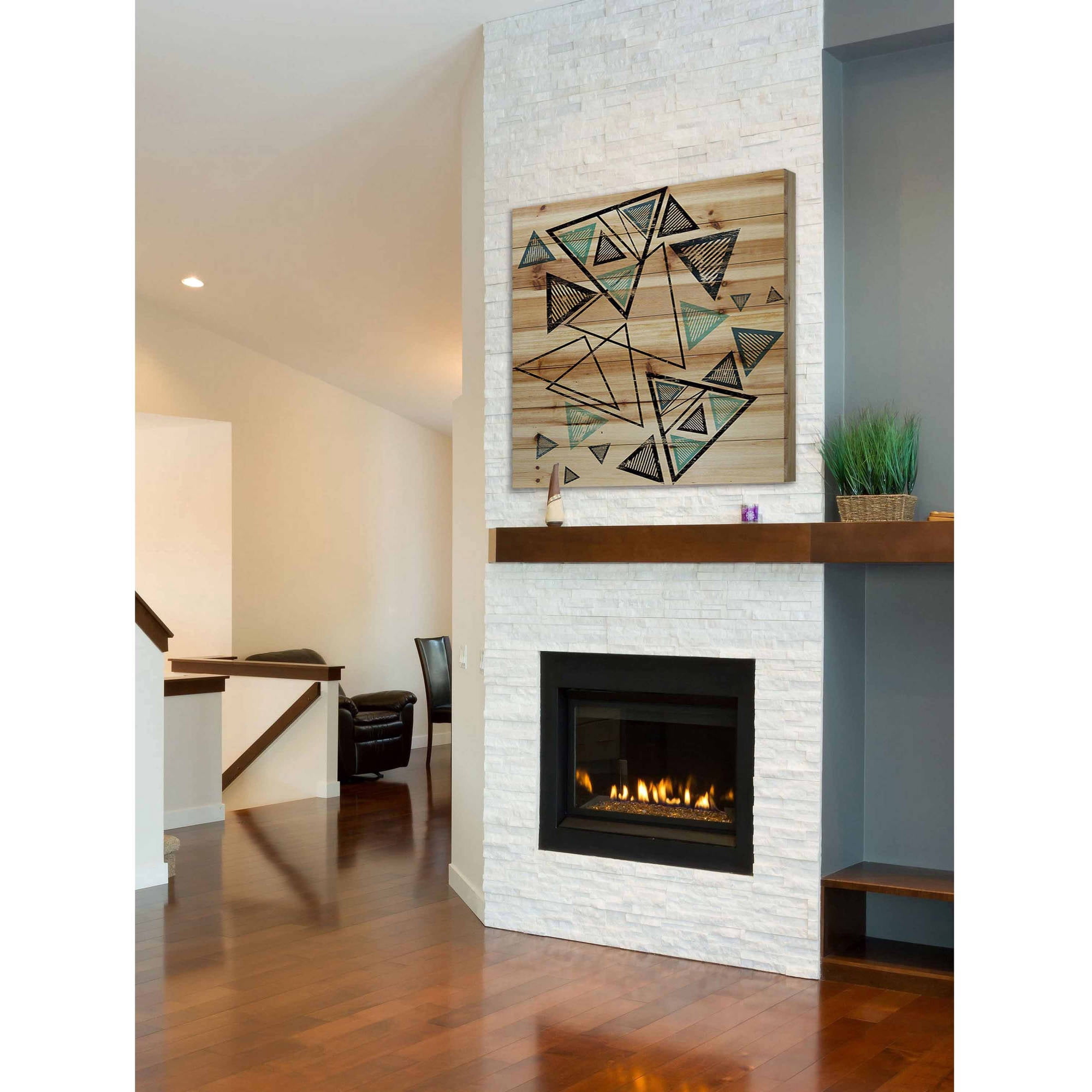 Marmont Hill - "Triangles in Motion" Painting Print on Natural Pine Wood