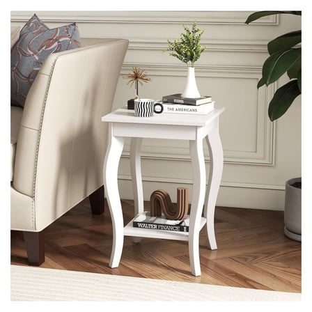 Side Table Set of 2, End Tables with Shelf, Nightstands for Bedroom & Living Room - White, 16" x 16" x 24"