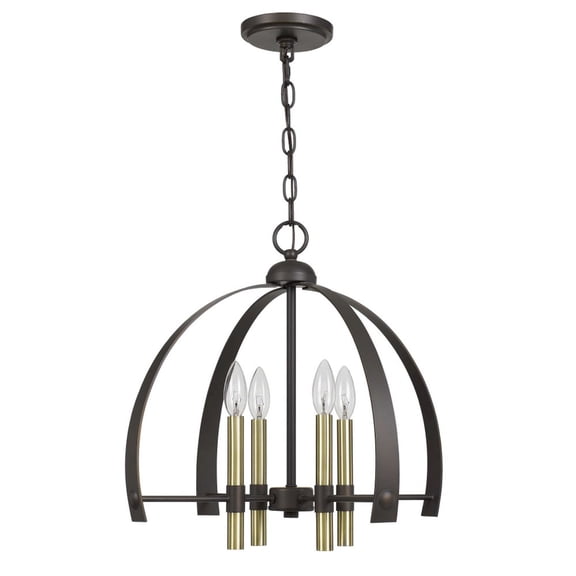 Cal Lighting Utica 4-Light Metal Chandelier in Antique Brass/Bronze