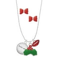 thumbnail image 1 of Delight Jewelry Silvertone Domed Psalm 46:10 Christmas Kiss Charm Necklace and Stud Earrings, 1 of 4