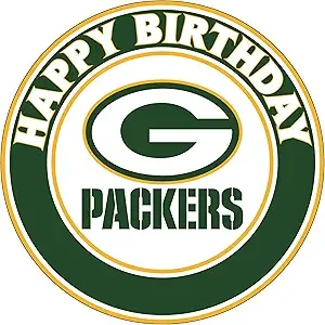 7.5" Round Pre-Cut Packers Happy Birthday Edible Image Cake Topper By TNCT