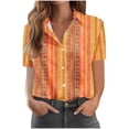 thumbnail image 2 of Karight Womens Leaf Print Short Sleeve Button Down Shirt - Collared Casual Blouse with Lightweight Fabric for Summer Daily Wear & Vacation Outfits, 2 of 7