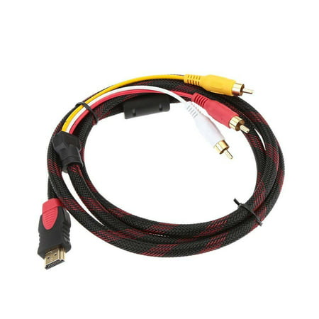 HDMI Male To 3 RCA AV Audio Video Composite 5 Foot Cable Projector HDTV