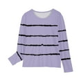 thumbnail image 4 of Holiday Outfits AJTQTH Lovely Girls Long Sleeve Crewneck Striped Shirts Kids Casual Graphic Pullover Tops Loose Lightweight Relaxed Fit Cotton T-Shirts Purple 11-12 Years, 4 of 6