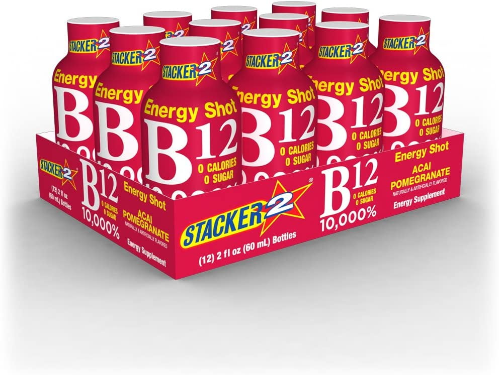 Stacker 2 B12 No Calorie Zero Sugar Energy & Vitamin Shots 2 Fl. Oz