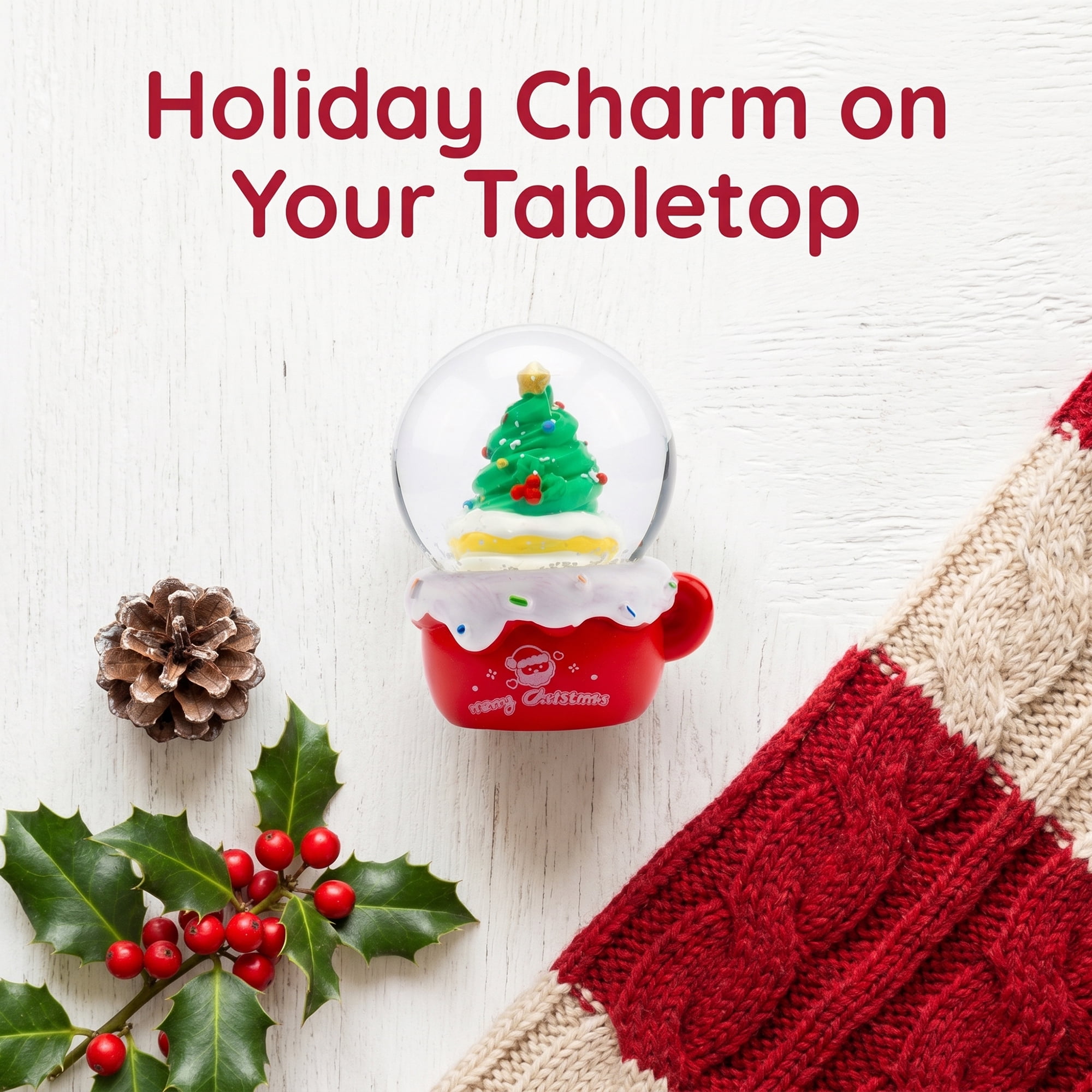 Unique Bargains Crystal Ball Shatterproof LED Glitter Snow Globe Red L 2.6" x 2.6" x 3.7"