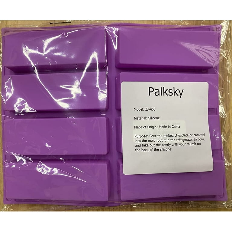 Palksky (2 Pcs) 8 Cavity Large Rectangle Granola Bar Silicone Mold/Nutrition/Cereal Bar Molds Energy Bar Maker for Chocolate Truffles Ganache Bread