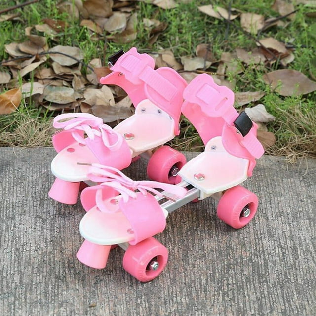 OULII Rolling Skates Skating Shoes Pink Adjustable Strap Protect from Injury 1 Pair