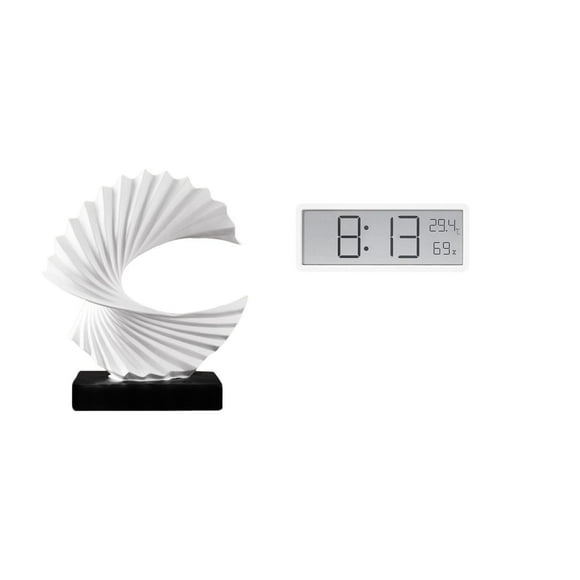 Escultura de ola, estatua abstracta, adorno artesanal, centro de mesa, reloj de pared digital, multifuncional, resina y material PP, adecuado para ofi