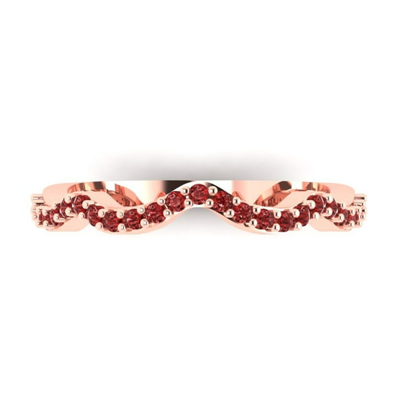 0.23 ctw Wedding Band for Women - 14K Rose Gold Natural Garnet Stackable Eternity Ring