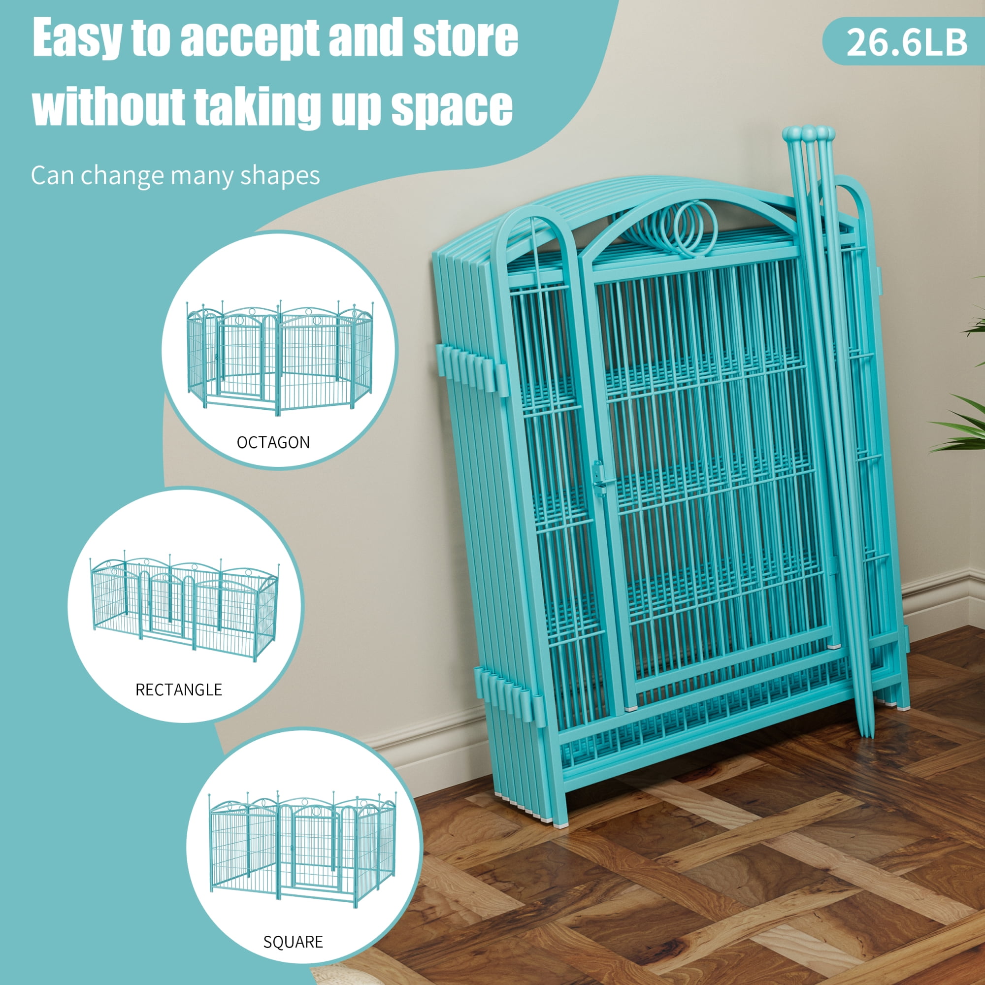 32 inch 8 Panels Dog Playpen Indoor Pet Dog Fence Outdoor Exercise Pen with Doors for Dog Fence Puppy Pen