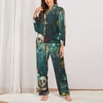 thumbnail image 2 of Disketp Baroque Floral Still Life Pajamas Set Long Sleeve Sleepwear Womens Button Down Nightwear Pj Sets-{designName}-X-Large, 2 of 7