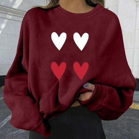 

Zedker Sweatshirt for Women Trendy Sweatshirts for Women No Hood Women s Cash Crew Neck Fashion Plus Size Love Letters Loose Printed Sweatshirt Hoodless Sweatshirt