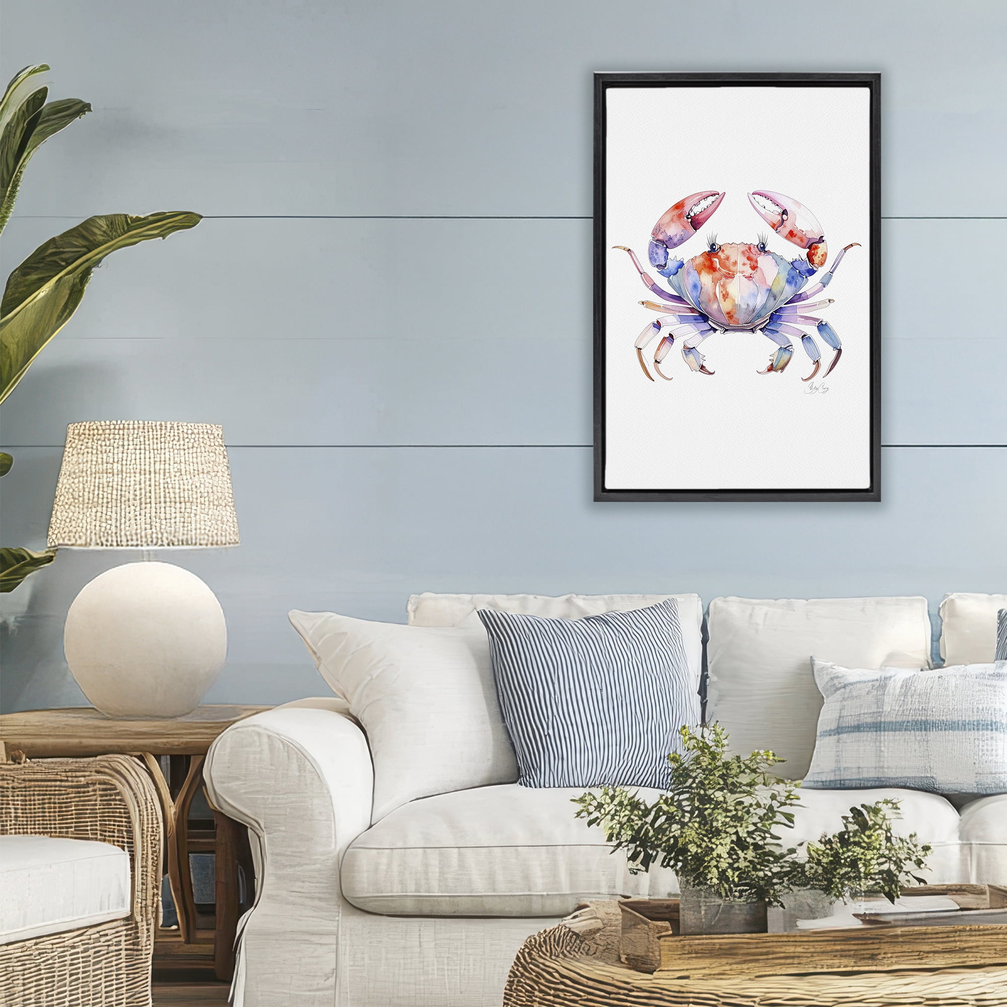 Stupell Industries Tide Dancer Crab Black Framed Floater Canvas Wall Art, design by Shelly Craig
