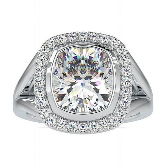 Atavistic 5.95 ct Cushion Moissanite Engagement Ring | VVS1-D Color Lab Diamond Wedding Ring | 925 Sterling Silver Promise Anniversary Ring For Women