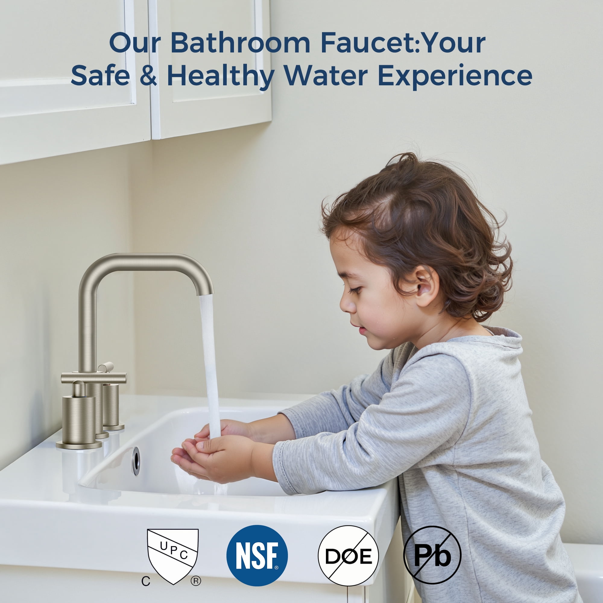 TVOFEK 8 inch Bathroom Faucet 3 Hole, Brushed Nickel Vanity Faucet with Metal Pop-Up Drain and Aerator for Restroom Lavatory RV Basin