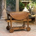 thumbnail image 3 of Cyndy Farmhouse Cottage Dark Oak Acacia Wood Bar Cart, 3 of 6