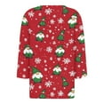 thumbnail image 4 of Womens Christmas Tops 3/4 Length Sleeve V Neck Pullover Shirt Cute Christmas Print Tunic Blouses Casual Raglan Outfits (L, Red-3), 4 of 5