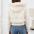 thumbnail image 4 of Scyoekwg Winter Coats for Women Zip Up Puffer Jacket Fashion Cropped Down Jackets Hooded Long Sleeve Coats Warm Quilted Outerwear (White,L), 4 of 8