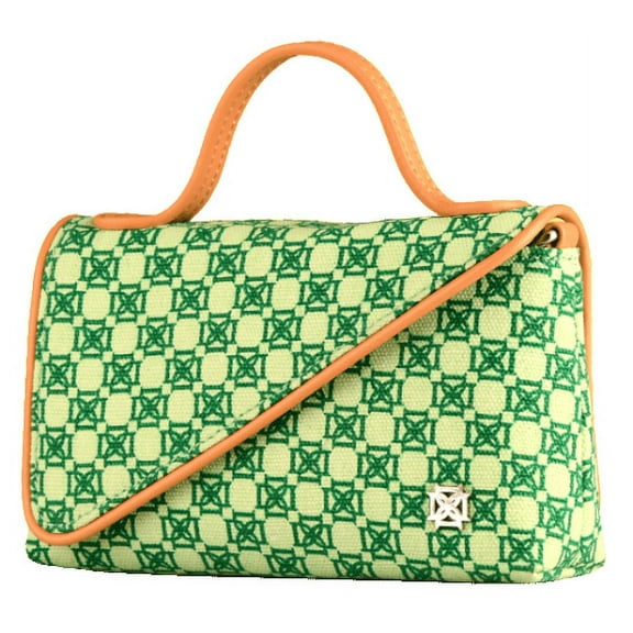 DOMINIE Crossbody Handbag /Clutch Purse Green Canvas With Removable Shoulder Strap Unisex Raquel