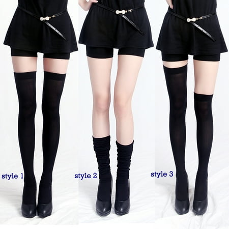 Women's 4-Pack of Solid Color Opaque Sexy Thigh High Stockings Socks (Solid Bundle