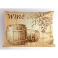 thumbnail image 1 of Wine Pillow Sham Wooden Barrels and Bunch of Grapes on Wood Backdrop Botany Harvest Theme Artwork, Decorative Standard Queen Size Printed Pillowcase, 30 X 20 Inches, Brown Peach, by Ambesonne, 1 of 2