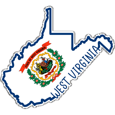 State of West Virginia Map Flag Sticker Decal 4 Inches USA West Virginia State Charleston The Mountain State PanhandleÂ State - 4 inch