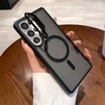 thumbnail image 3 of for Samsung Galaxy S25 Ultra Case, [Compatible with MagSafe] Built in Kickstand Shockproof Frosted Clear Matte Soft GEL Cover Magnetic Metal Stand Phone Case for Men for S25 Ultra 6.9", Black, 3 of 8