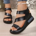 thumbnail image 2 of Rokment Platform Wedge Sandals for Women 2026 Summer Trendy Casual Leather Open Toe Adjustable Ankle Strap Chunky High Heels Comfortable Walking Dressy Shoes Black Size 6.5, 2 of 6