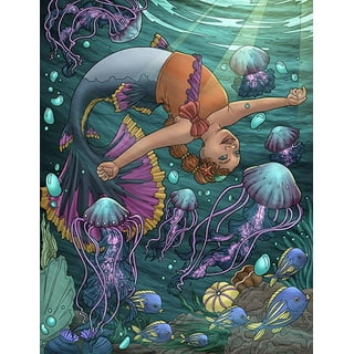 Mermaid Girl Cute Mermaid' Poster, picture, metal print, paint by