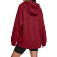 thumbnail image 6 of Womens Loose Zip up Hooded Outerwear Long Sleeve Casual Sports Sweatshirt Jacket with Pockets, Fashion Hoodie for Fall Winter Daily Wear S-3XL Wine, 6 of 6