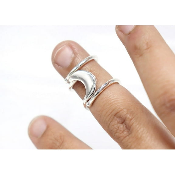 SS DESIGNS BabyMoonTrigger Sterling Silver Splint Ring • Mallet Finger Ring • Boutonniere Finger Splint • trigger finger Splint