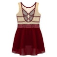 thumbnail image 6 of Doomiva Figure Skating Dress for Kids Girls Rhinestone Sleeveless Ballet Lyrical Dance Leotard Performance Dancewear Burgundy 14, 6 of 7
