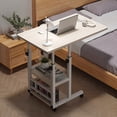 thumbnail image 4 of Mobile Laptop Desk with Wheels - Adjustable Height, Dual Shelves for Bedside/Dorm/Office, Sturdy Steel Frame, 4 of 12