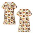 thumbnail image 5 of Lafuoo Holiday Thanksgiving Turkey Pattern Women's Short-sleeved Nightdress, Knee-length Pullover Nightgown, Summer Home Wear-3X-Large, 5 of 8