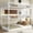 Light White, variant on Queen over Queen Bunk Bed Frame with Built-in Wardrobe, Desk and Storage Chairs, Black Metal Bunk Bed for Small Rooms