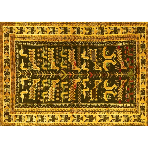 Ahgly Company Indoor Rectangle Persian Yellow Traditional Area Rugs, 3' x 5'