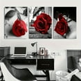thumbnail image 6 of 3 Pieces Frameless Canvas Painting Wrapped Canvas, Printed on Canvas-Red Rose Black and White Flower Design Wrapped Canvas Living Room Decoration, Bedroom, Hallway, 6 of 9
