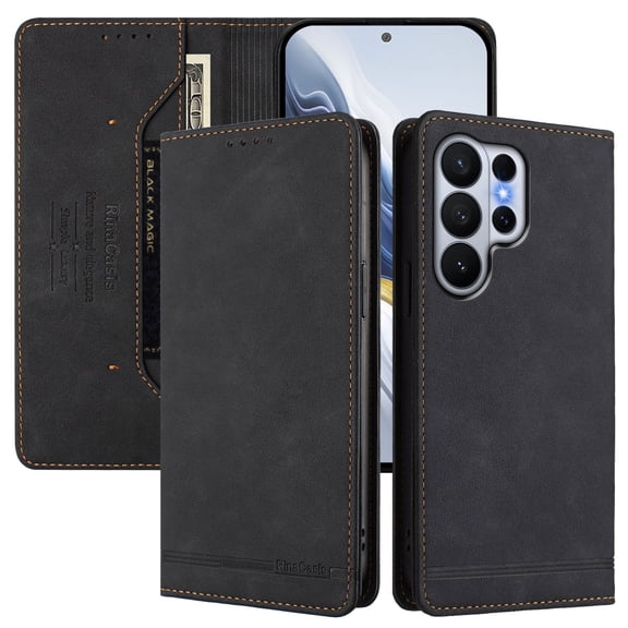 Wallet Case for Samsung Galaxy S26 Ultra, PU Leather Flip Cover with RFID Blocking Card Slots, Kickstand Full Body Shockproof Rugged Protective Phone Case for Samsung Galaxy S26 Ultra, Black