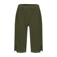 thumbnail image 4 of vigerkar Women's Casual Summer Bermuda Shorts Side Split Button Deco Knee Length Long Shorts with Pockets, Dressy High Waisted Work & Beach Outfits (Green, 5XL), 4 of 8
