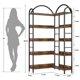 thumbnail image 2 of 5 - tier industrial l - shaped de esquina estante con arched metal frame: wood & metal abiertos almacenamiento para sala de estar, dormitorio, kitchen & oficina en casa (brown), 2 of 6