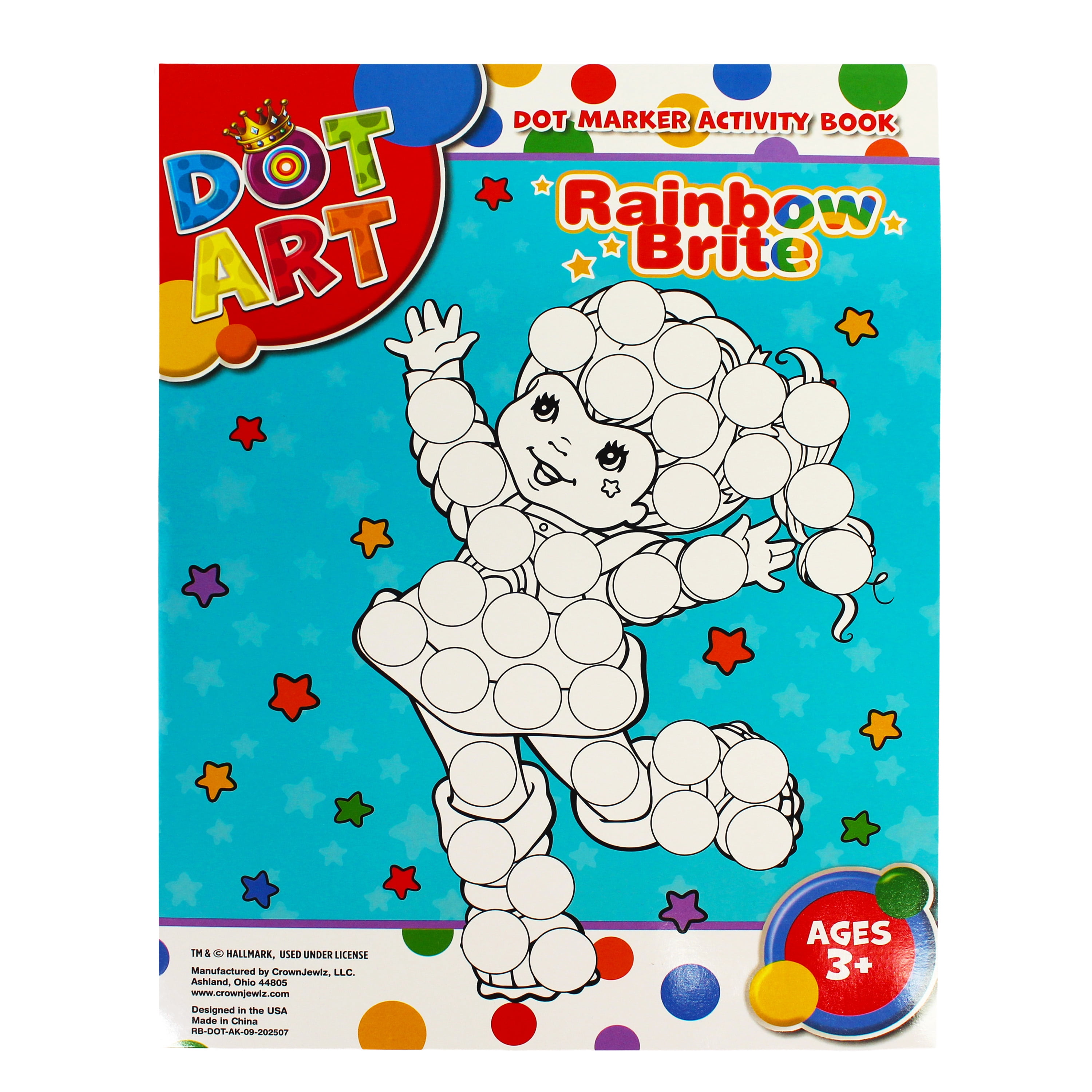 Rainbow Brite Dot Art Activity Kit with 4 Dot Markers, 2 Glitter Markers, Activity Book, Stickers and Gem Stickers, Ages 3+