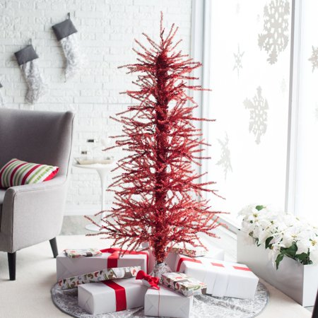 5ft Pre Lit Red Tinsel Twig Christmas Tree By Sterling Company Pre Lit Red Tinsel Twig Christmas Tree By Sterling Company
