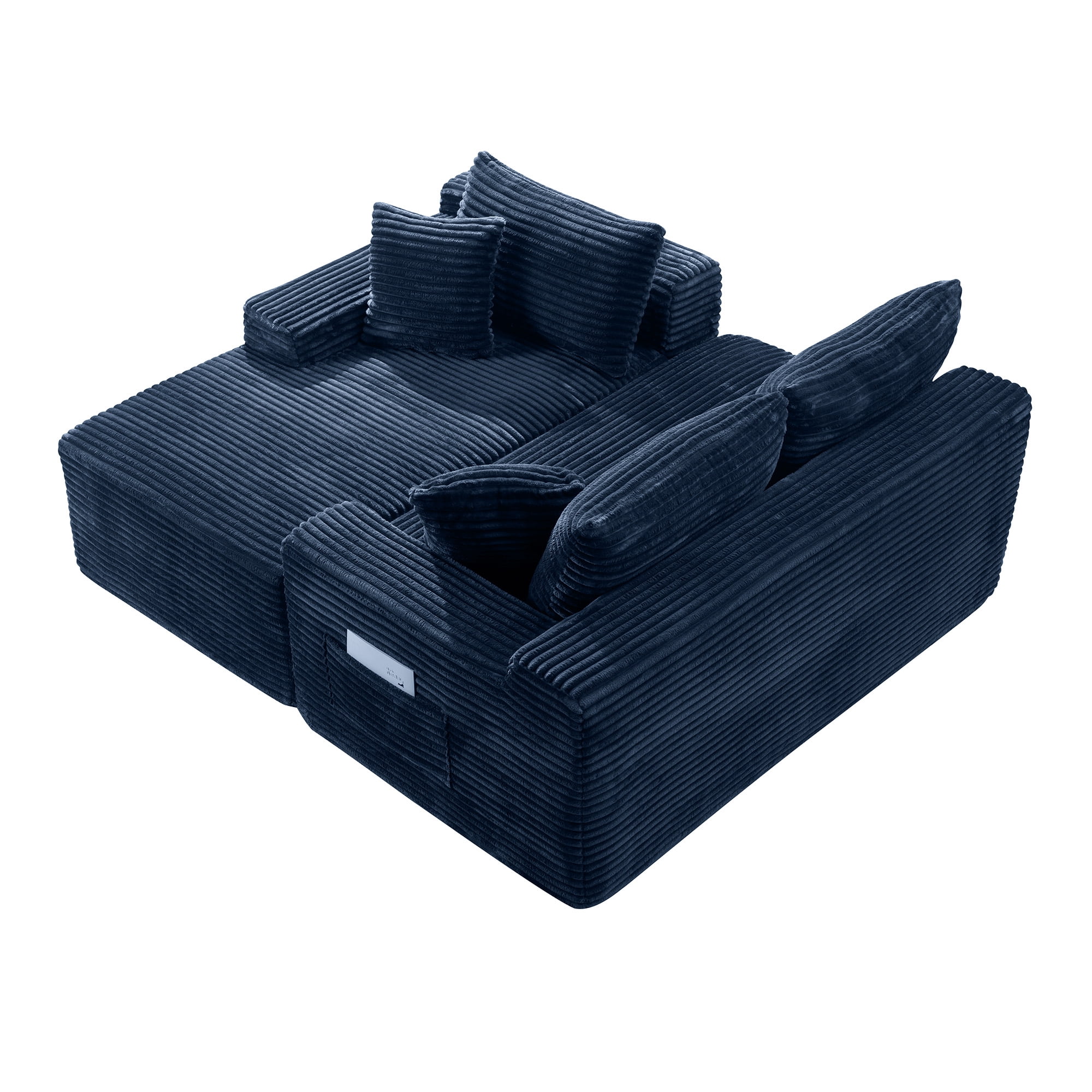 MOONMISS L-Shaped Cloud Sectional Couch with Chaise,Modern Corduroy Upholstered Modular Boneless Sofa,No Assembly for Living Room Apartment(Blue,Left)