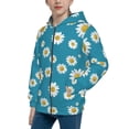 thumbnail image 2 of Pofeuu Daisies Flowers Print Teenage Zipper Hoodie Sweatshirts Hooded Casual Jackets With Pocket For Boys Girls-Small, 2 of 6