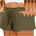 thumbnail image 2 of lcziwo Sales Today Clearance, Womens 4PC Linen Shorts Summer Vacation Beach Shorts Casual Drawstring High Waisted Bermuda Shorts Gym Pleated Wide Leg Shorts with Pockets Army Green XL, 2 of 8
