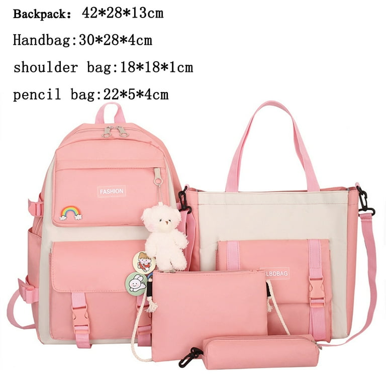 4 pcs sets School Bags For Teenage Women kids Student Laptop