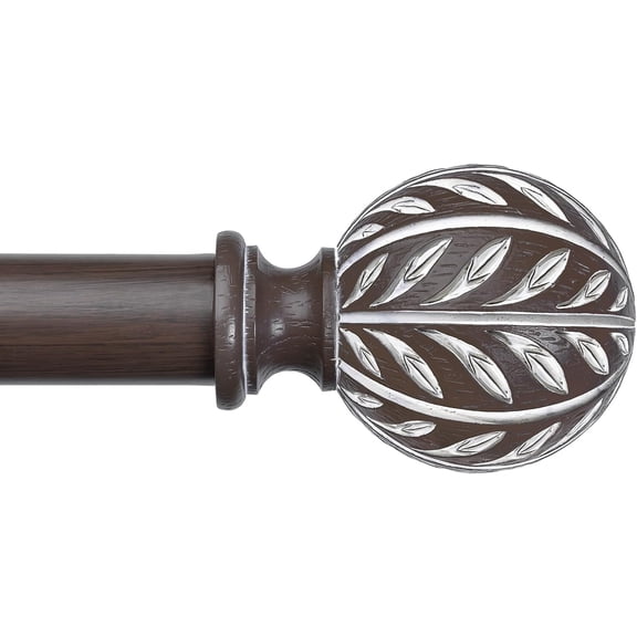 Wood Curtain Rod 36-122 Inch, Boho Decorative Drapery Pole, Walnut