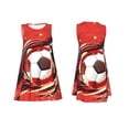 thumbnail image 3 of PAYOHTO Women's Sleeveless Dress Red Soccer Football Summer Dress Casual Floral Print Round Neck A Line Beach Short Sundress​ with Pockets​, 3 of 8